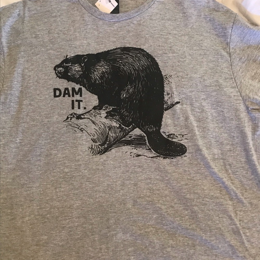 Gray Graphic T-Shirt “Dam It” Adult XL NWT